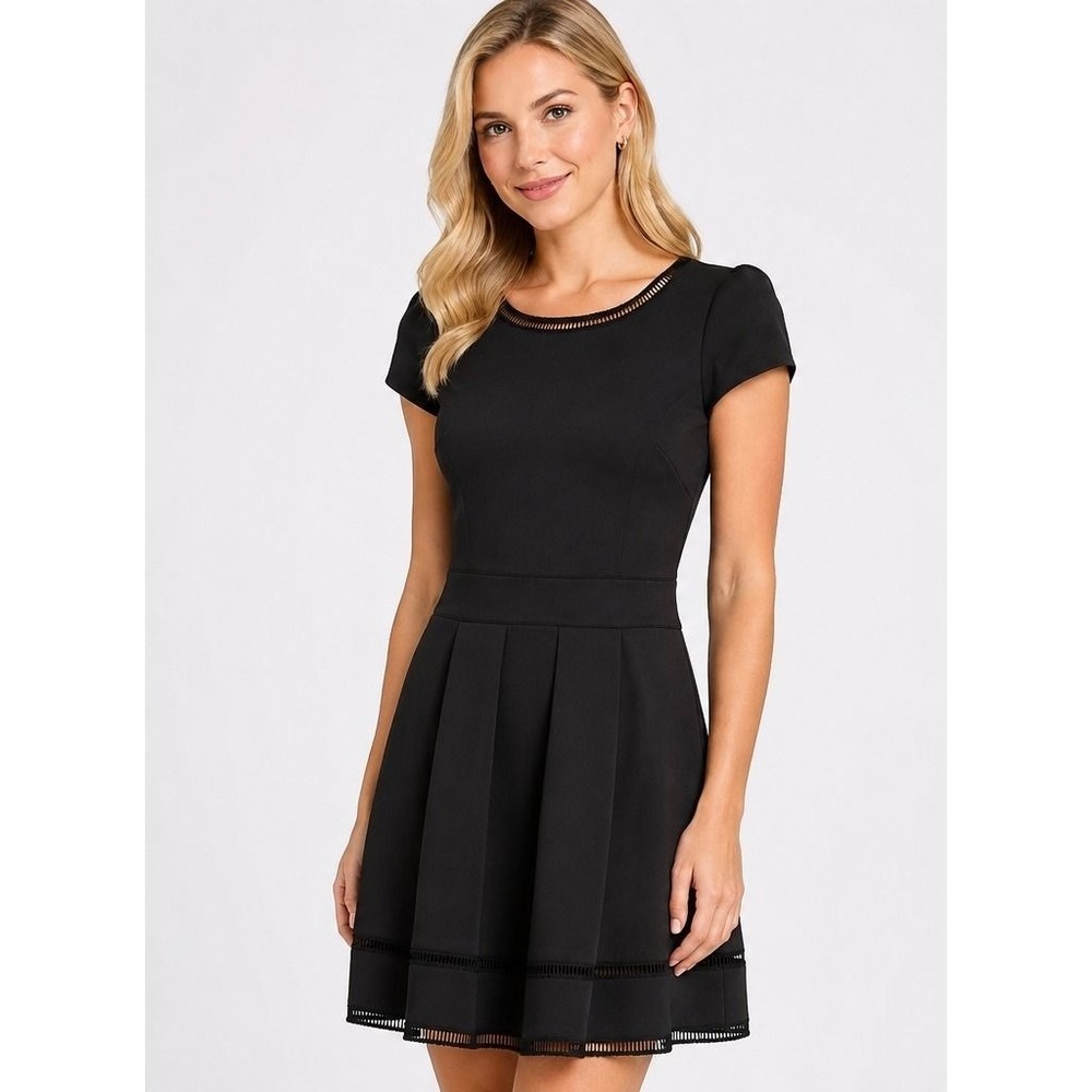Patrizia Pepe Italian Designer Black Fly Zip Pleated Dress IT 42 (US 6)